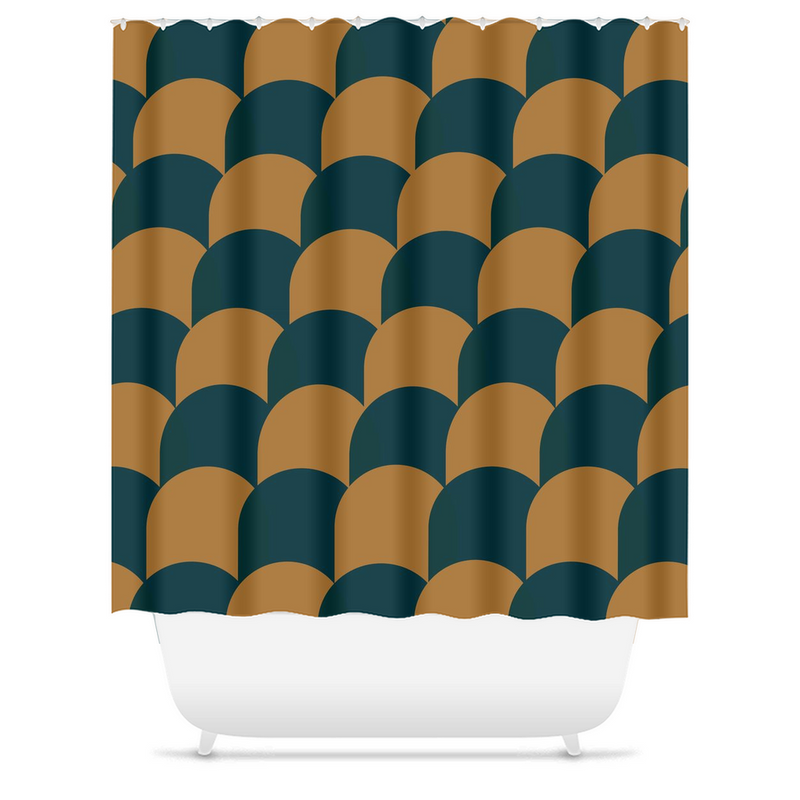 media image for Teal & Mustard Wave Shower Curtain 225