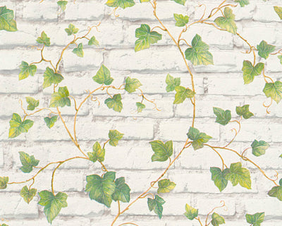 product image of Brick & Vine Wallpaper in Green/White 555