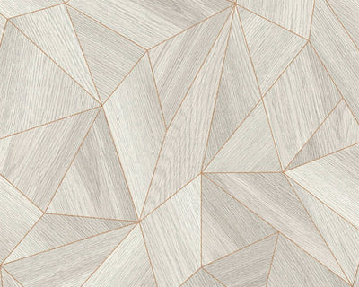 product image of Wood Modern Geo Wallpaper in Grey/Copper 590