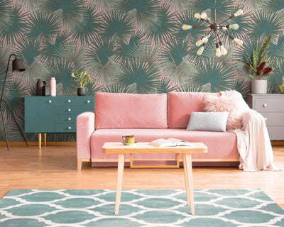 product image of Zoe Botanical Wall Mural in Green/Pink 574