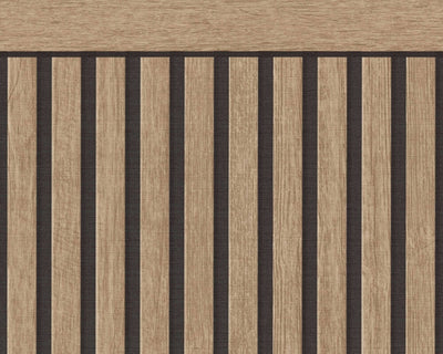 product image of Wood Stripe & Solid Wallpaper in Brown/Black 534