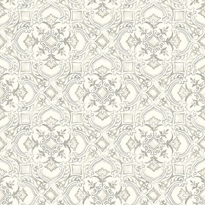 product image of Marjoram Light Grey Floral Tile Wallpaper 599