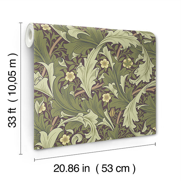 media image for Granville Plum Leafy Vine Wallpaper 222