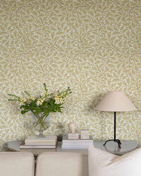 media image for Oak Tree Light Yellow Leaf Wallpaper 260