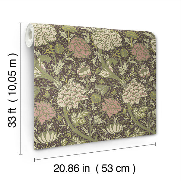 media image for Cray Plum Floral Trail Wallpaper 25