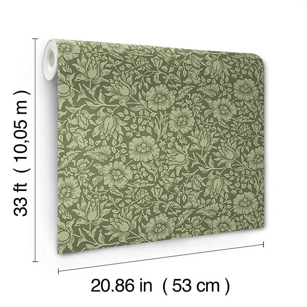 media image for Mallow Dark Green Floral Vine Wallpaper 220