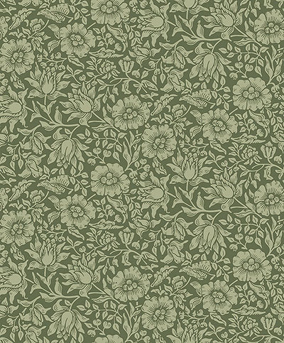 product image for Mallow Dark Green Floral Vine Wallpaper 19