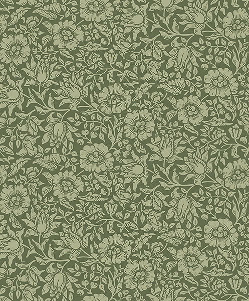 media image for Mallow Dark Green Floral Vine Wallpaper 210
