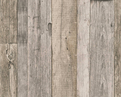 product image of Cottage Wood Wallpaper in Beige/Black/Cream 514