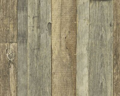 product image of Cottage Wood Wallpaper in Brown/Cream/Yellow 565