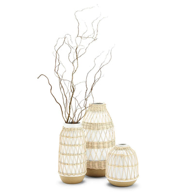 product image for Willow Work White Vases, Set of 3 0