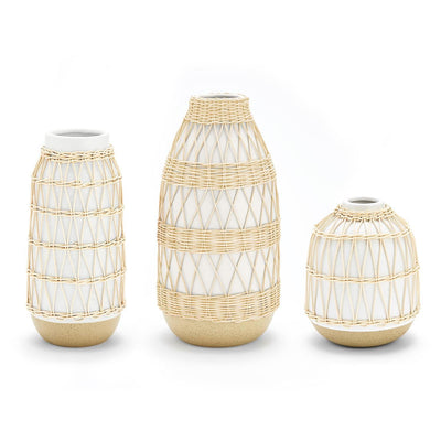 product image for Willow Work White Vases, Set of 3 74