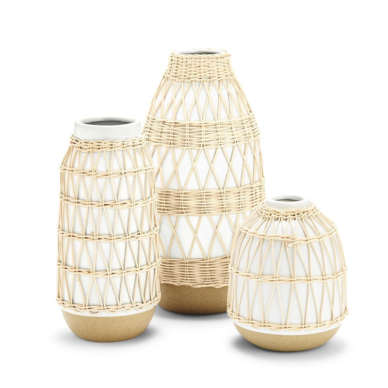 media image for Willow Work White Vases, Set of 3 225