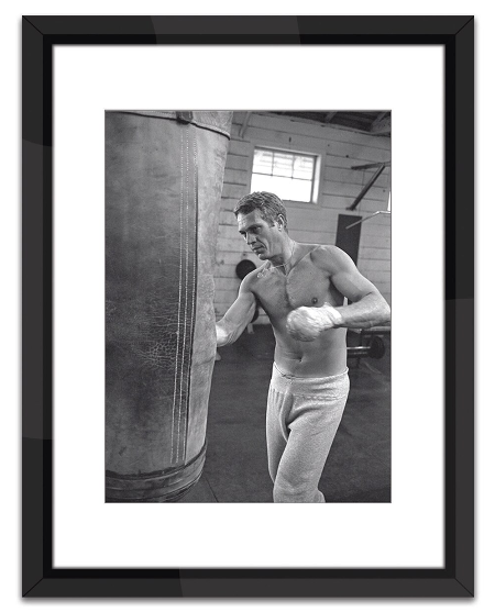 media image for Steve McQueen Boxing in Black and White Print 1 210