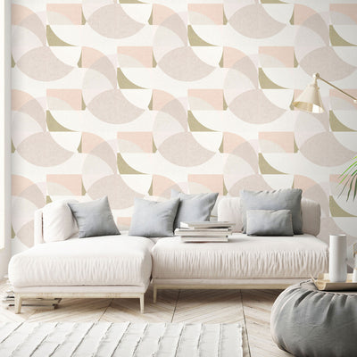 product image for Geometric Circle Graphic Wallpaper in Blush/Gold/Cream from the ELLE Decoration Collection by Galerie Wallcoverings 57