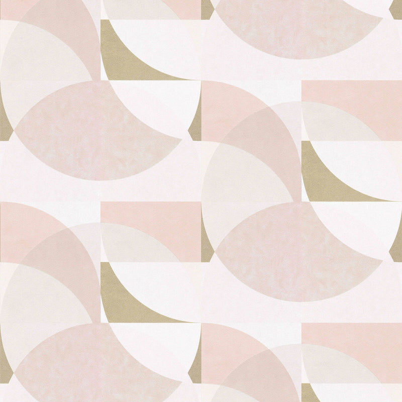 media image for Geometric Circle Graphic Wallpaper in Blush/Gold/Cream from the ELLE Decoration Collection by Galerie Wallcoverings 284