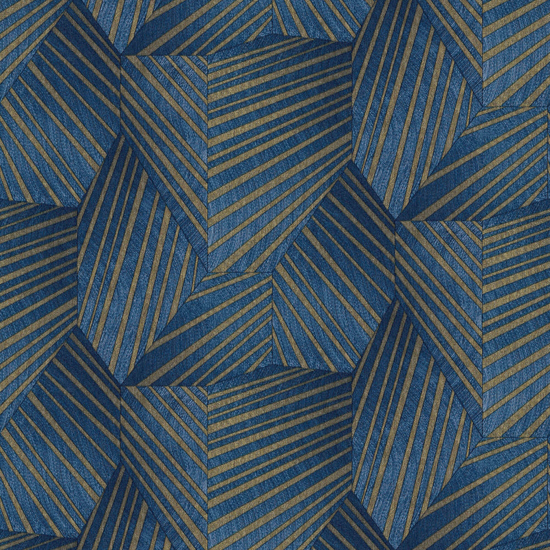 media image for Geometric D Triangle Wallpaper in Blue/Gold from the ELLE Decoration Collection by Galerie Wallcoverings 282