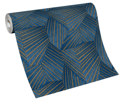 product image for Geometric D Triangle Wallpaper in Blue/Gold from the ELLE Decoration Collection by Galerie Wallcoverings 80