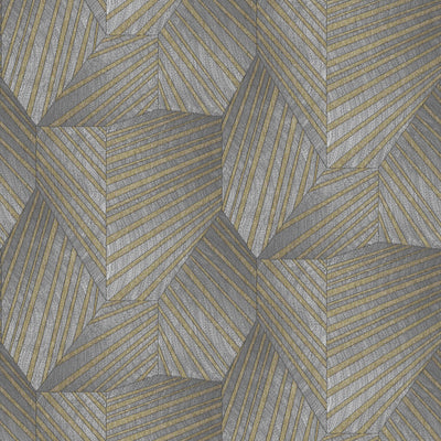 product image of Geometric D Triangle Wallpaper in Grey/Gold from the ELLE Decoration Collection by Galerie Wallcoverings 519