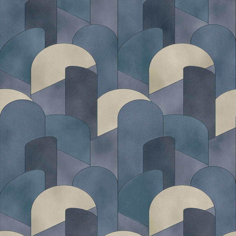 media image for 3D Geometric Graphic Wallpaper in Blue/Teal/Beige from the ELLE Decoration Collection by Galerie Wallcoverings 262