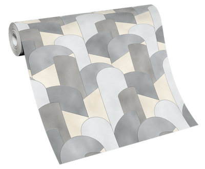 product image for 3D Geometric Graphic Wallpaper in Grey/Silver/Beige from the ELLE Decoration Collection by Galerie Wallcoverings 24