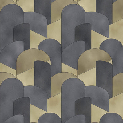 product image of 3D Geometric Graphic Wallpaper in Gold/Black from the ELLE Decoration Collection by Galerie Wallcoverings 542