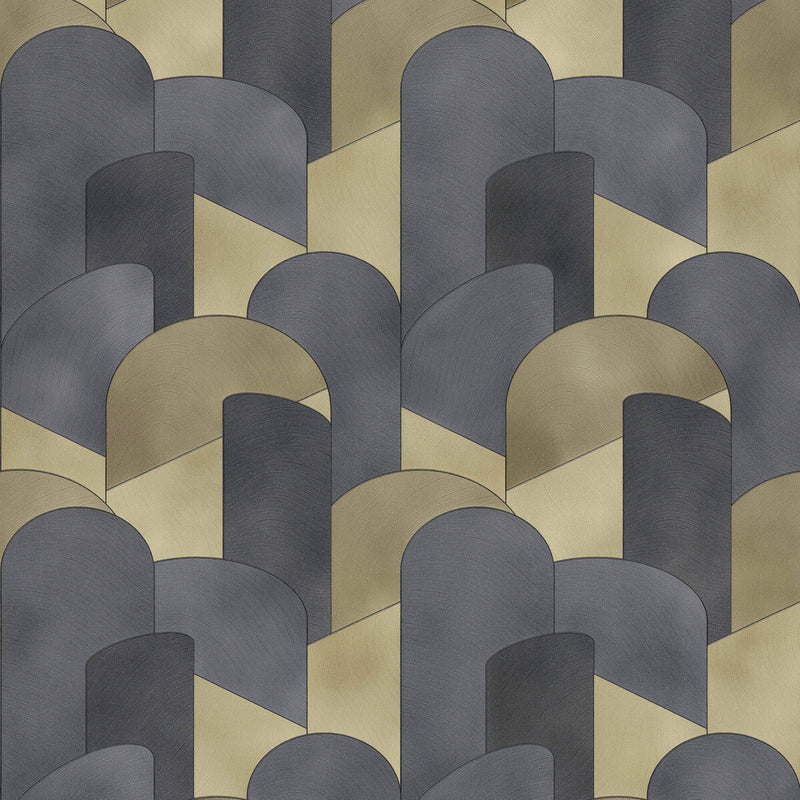 media image for 3D Geometric Graphic Wallpaper in Gold/Black from the ELLE Decoration Collection by Galerie Wallcoverings 292