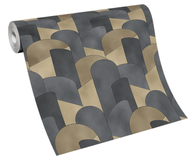product image for 3D Geometric Graphic Wallpaper in Gold/Black from the ELLE Decoration Collection by Galerie Wallcoverings 5