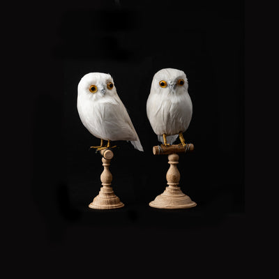 product image for artificial birds owl white small front design by puebco 2 18