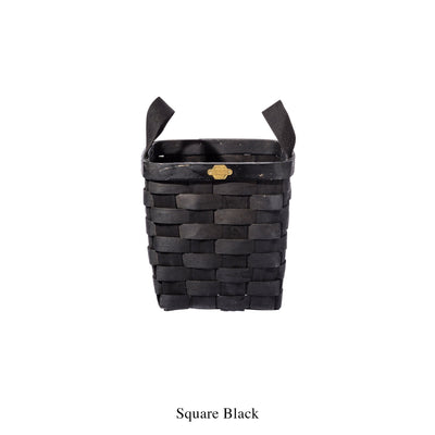 product image for wooden basket black square design by puebco 3 10