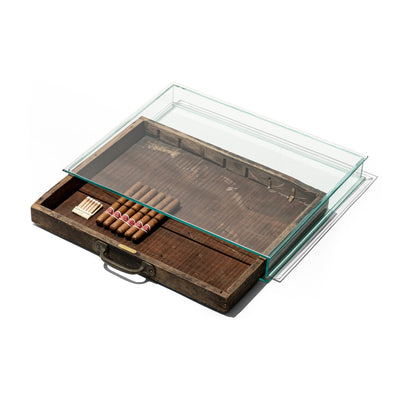 product image of glass display case with vintage drawer 1 530