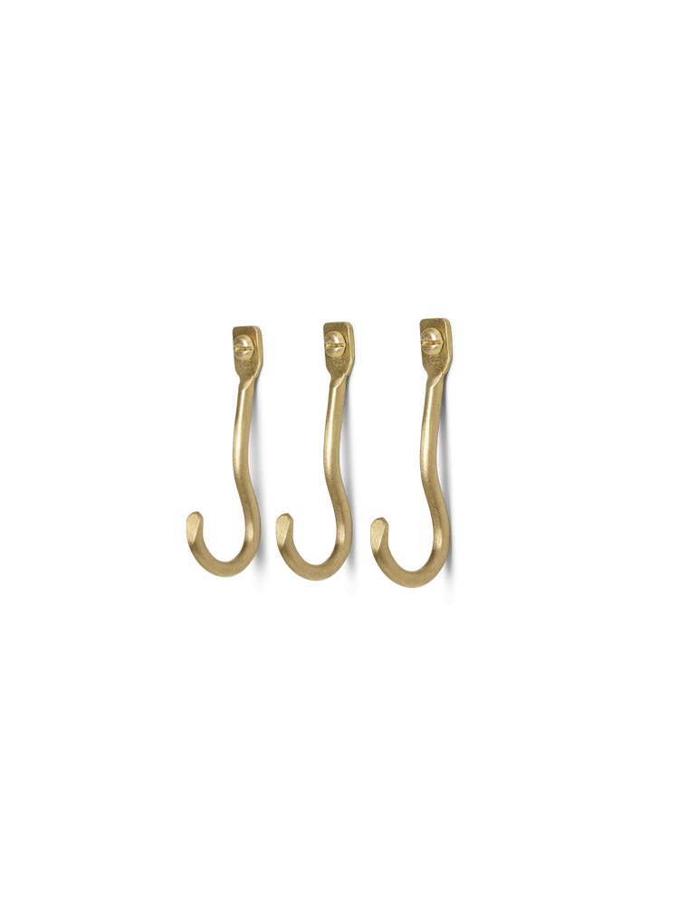 media image for Curvature Hooks - set of 3 in Brass 211