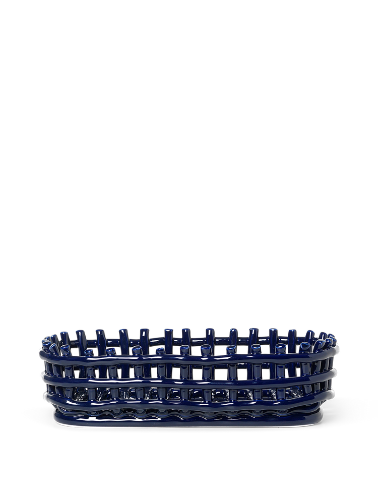 media image for Ceramic Basket - Oval - Blue 245