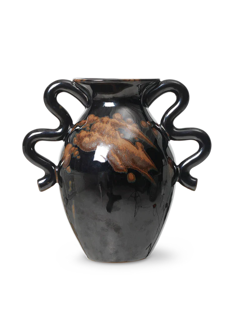 media image for Verso Table Vase - Black with Brown Splash 266