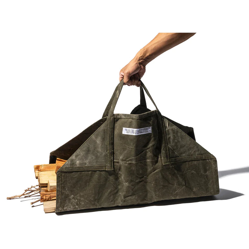 media image for Tent Fabric Firewood Carrier   Green By Puebco 110523 1 231