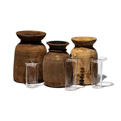 product image for Vintage Wooden Vase with Glass Cylinder 3 1