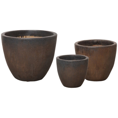 product image of set of three round pots in gunmetal design by emissary 1 599