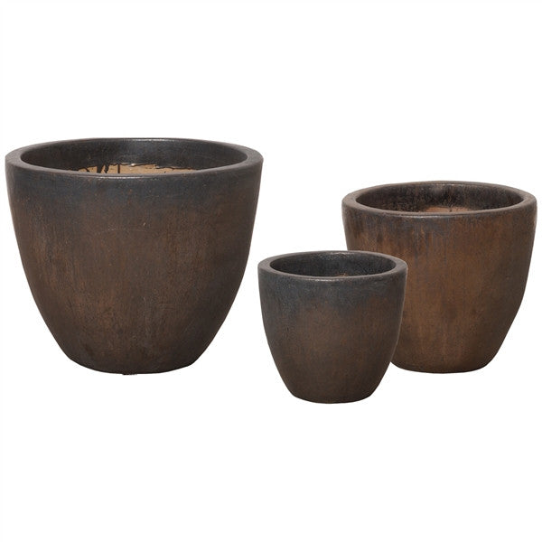 media image for set of three round pots in gunmetal design by emissary 1 280