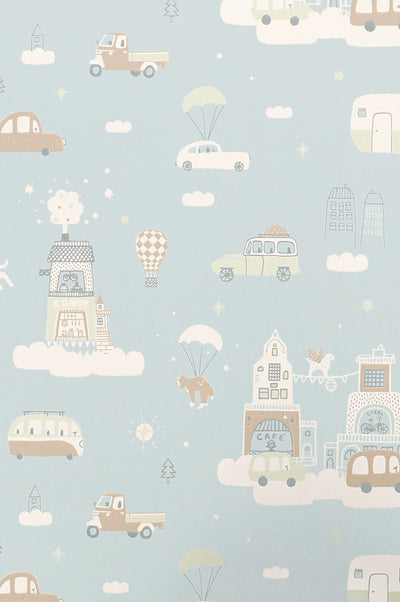 product image for Above The Clouds Soft Blue Wallpaper by Majvillan 96