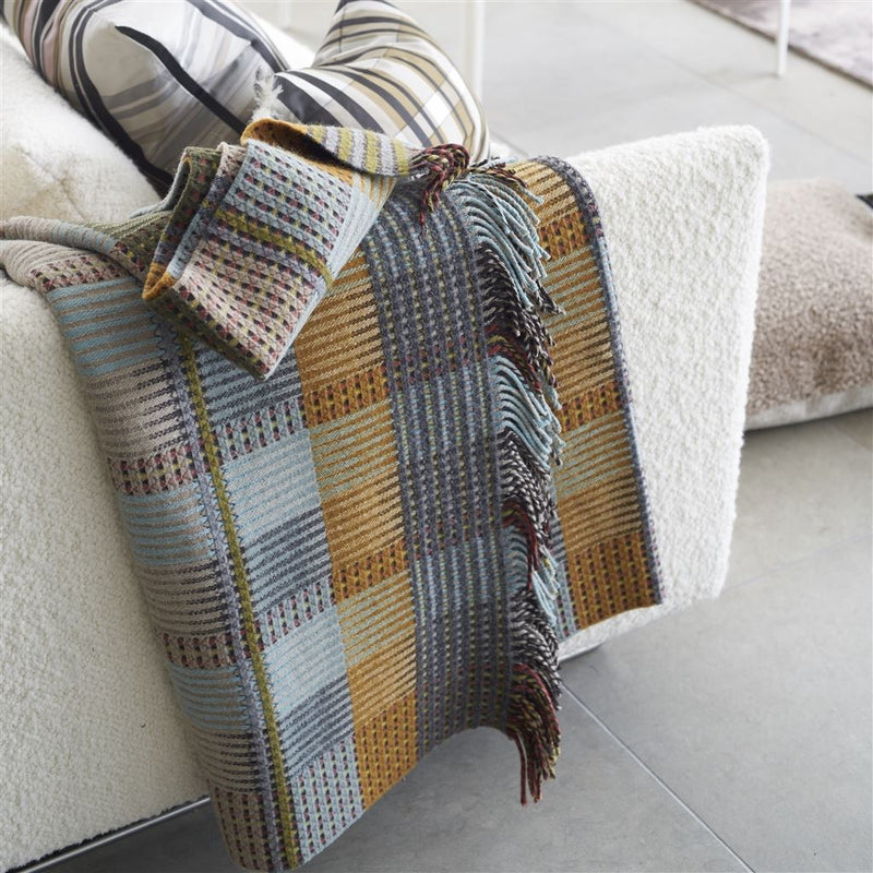 media image for Tasara Heather/Ochre Woven Throw By Designers Guild 257