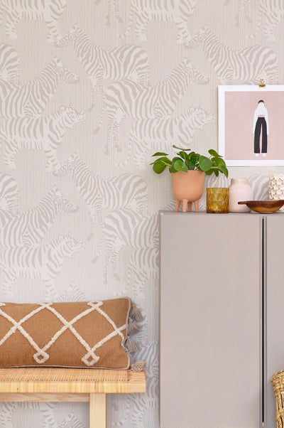 product image for Safari Stripes Warm Grey Wallpaper by Majvillan 63