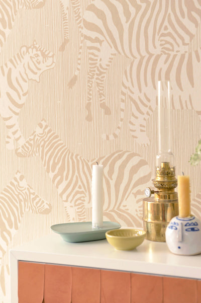 product image for Safari Stripes Dusty Beige Wallpaper by Majvillan 46
