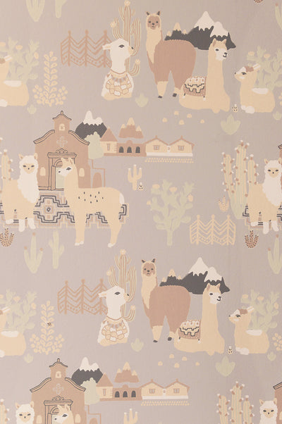 product image for Lama Village Soft Grey Wallpaper by Majvillan 69