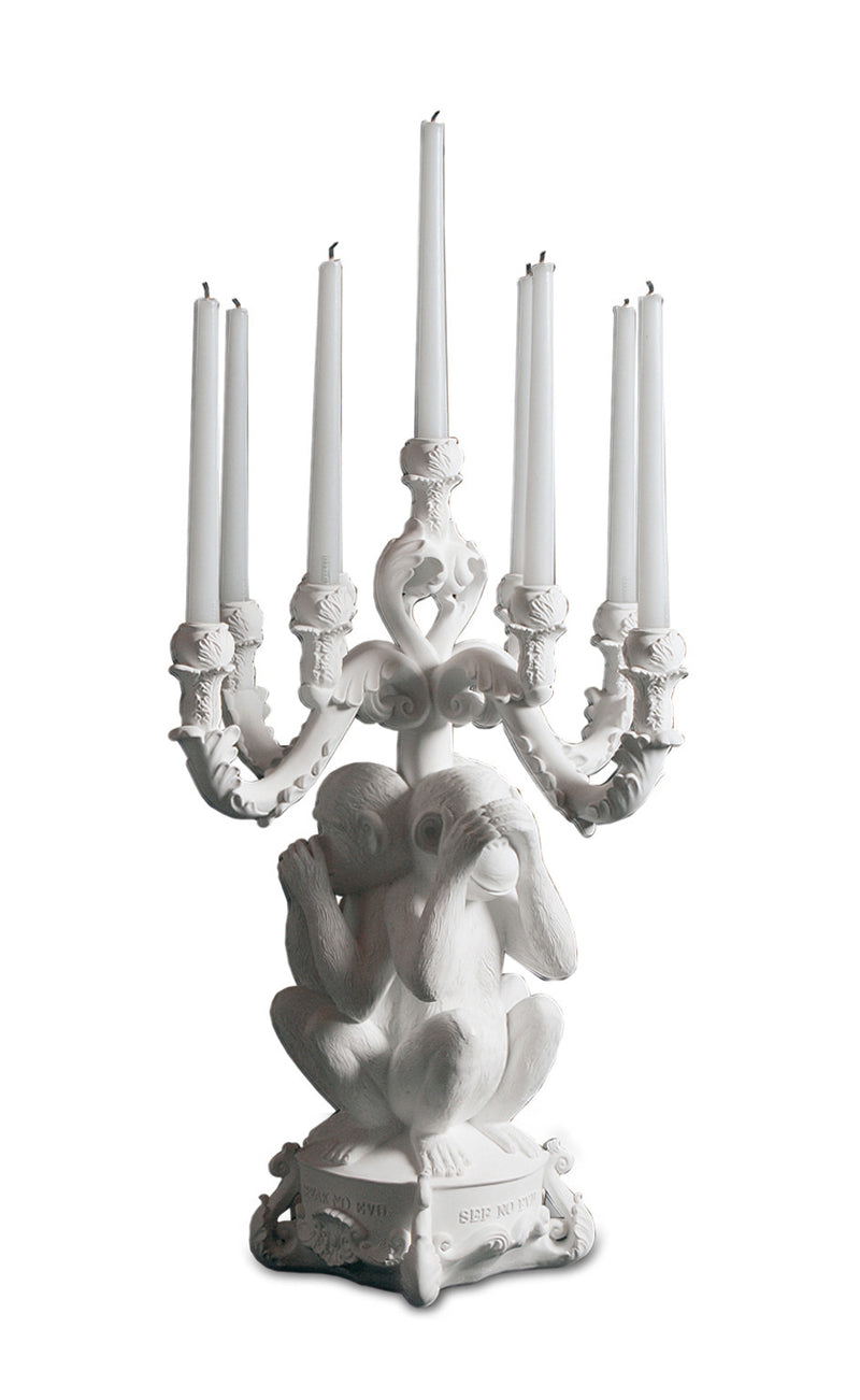 media image for giant burlesque white 3 monkeys chandelier design by seletti 1 245