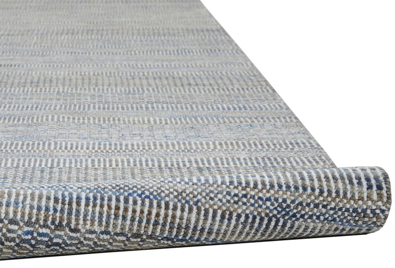 media image for Caldecott Hand Knotted Warm Gray and Bright Blue Rug by BD Fine Roll Image 1 289