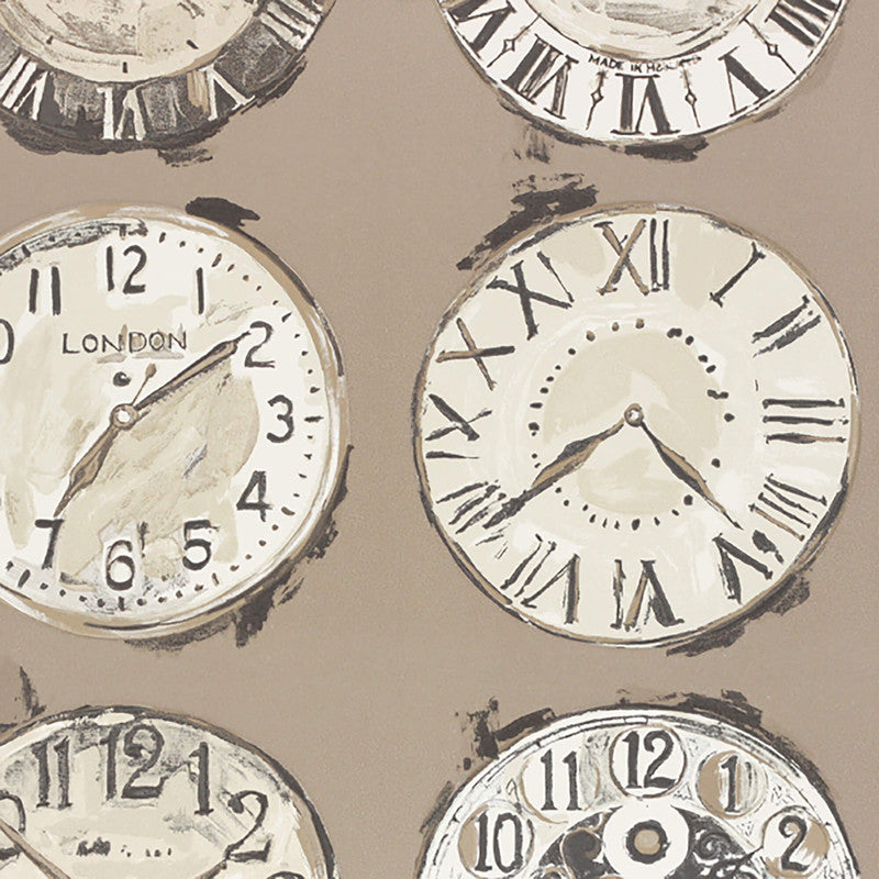 media image for Clocks Antique Wallpaper in Brown/Cream/Beige 288