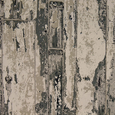 product image of Faux Wood Plank Wallpaper in Ivory/Grey/Black 558