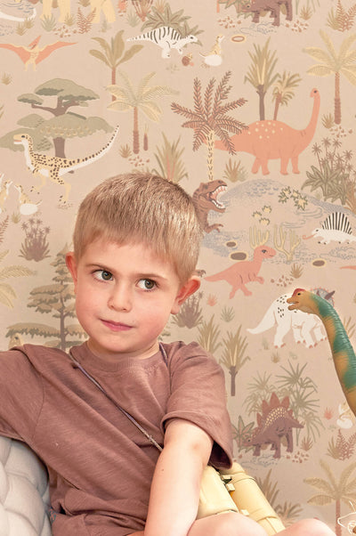 product image for Dinosaur Vibes Wallpaper in Sandy Beige 83