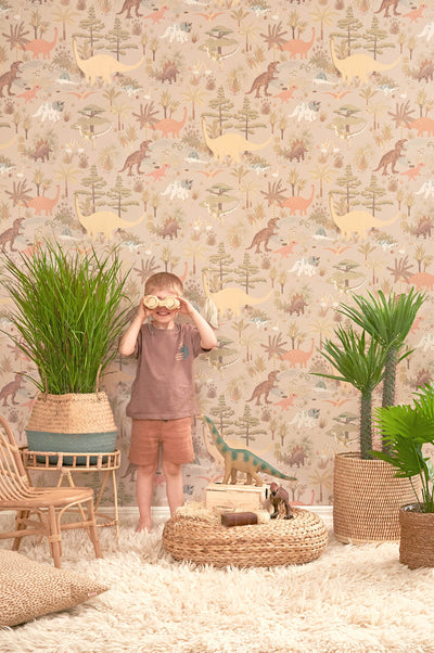 product image for Dinosaur Vibes Wallpaper in Sandy Beige 99