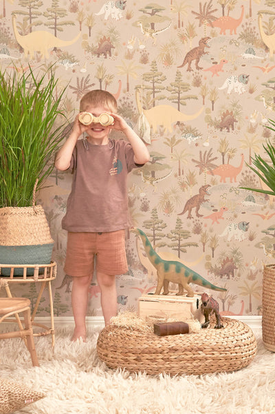 product image for Dinosaur Vibes Wallpaper in Sandy Beige 54